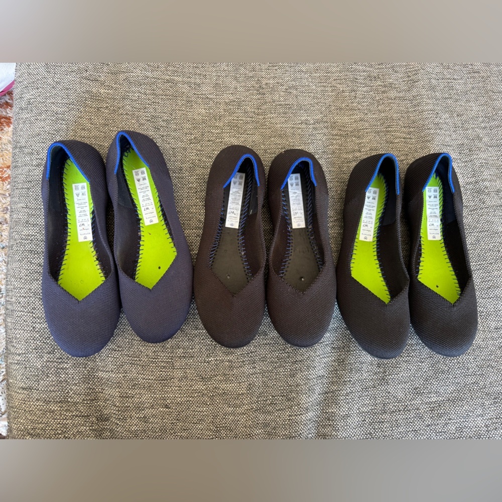 Lot of Rothys ballet flats womens 7 blue and black